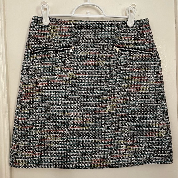 Loft Tweed Like A-line Mini Skirt -- Multicolored Rainbow with Silver Threads - Picture 7 of 10